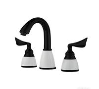 TYMYW Robinet Lavabo Salle de Bain Laiton À Double Poignée 3 Trous,Robinet Mitigeur Salle de Bain Type Divisé 3 Trous,Noir