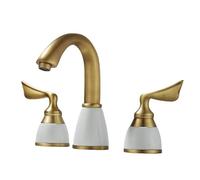 TYMYW Robinet Lavabo Salle de Bain Laiton À Double Poignée 3 Trous,Robinet Mitigeur Salle de Bain Type Divisé 3 Trous,Rétro