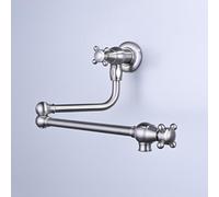 TYMYW Robinet Mural Cuisine Eau Froide Pliable Robinet de Remplissage de Pot avec Bras Pivotant À Double Joint,En Laiton,Brossé