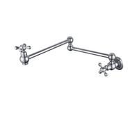TYMYW Robinet Mural Cuisine Eau Froide Pliant À Bras Oscillant À Double Joint Robinet de Remplissage Marmite Monotrou en Laiton,Argent Chromé
