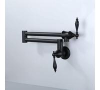TYMYW Robinet Mural Cuisine Eau Froide Robinet de Remplissage de Casserole Pliable avec Bras Pivotant 360 ° À Double Joint,Noir