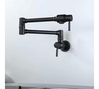 TYMYW Robinet Pliable Cuisine Mural Noir Robinet de Remplissage de Pot Eau Froide avec Bras Pivotant À Double Joint Double Poignée