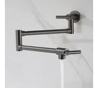 TYMYW Robinet Pliable Cuisine Mural Robinet de Remplissage de Marmite Eau Froide Bras Pivotant Pliable À Double Joint,Inox,Gris