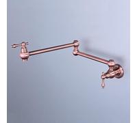 TYMYW Robinet Remplissage Casserole Eau Froide Robinet Cuisine Mural Laiton avec Bras Oscillant Pliable Poignée Double,Bronze Rouge