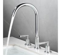 TYMYW Robinet Salle de Bain 3 Trous 2 Poignée Type Divisé Mitigeur Lavabo Laiton Pivotant À 360 ° pour Salle de Bain,Chromé