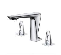 TYMYW Robinet Salle de Bain 3 Trous À Double Poignée Mitigeur de Lavabo Type Divisé en Laiton Pour Lavabos de Salle de Bains,Chromé