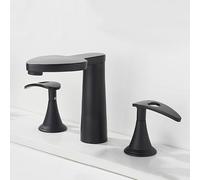 TYMYW Robinet Salle de Bain 3 Trous À Double Poignée Robinet Mitigeur Salle de Bain Type Divisé en Acier Inoxydable,Noir