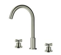 TYMYW Robinet Salle de Bain 3 Trous Double Poignée Croisée Pivotant À 360 ° Robinet Mitigeur Lavabo Divisé en Laiton,Brossé