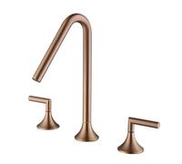 TYMYW Robinet Salle de Bain 3 Trous Mitigeur Lavabo Laiton Pivotant À 360° Robinet Lavabo 3 Trous À Double Poignée,Or Rose,Un