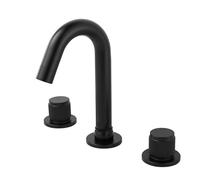 TYMYW Robinet Salle de Bain 3 Trous Pivotant À 360° Divisé Double Poignée Robinet Mitigeur Lavabo en Laiton,Noir