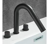 TYMYW Robinet Salle de Bain 3 Trous Pivotant À 360 °,Mitigeur Lavabo Laiton Type Divisé 3 Trous À Double Poignée,Noir