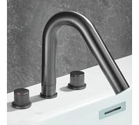 TYMYW Robinet Salle de Bain 3 Trous Pivotant À 360 °,Mitigeur Lavabo Laiton Type Divisé 3 Trous À Double Poignée,Gris