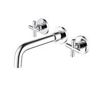 TYMYW Robinet Salle de Bain Encastré 3 Trous Double Poignée Robinet Lavabo Mitigeur en Laiton,Argent Chromé