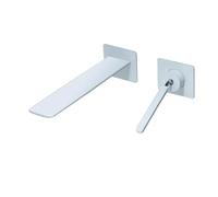 TYMYW Robinet Salle de Bain Encastré À Double Trou Robinet Lavabo Mural Poignée Mitigeur Laiton,Blanc