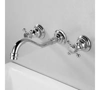 TYMYW Robinet Salle de Bain Encastré Rotatif Robinet Lavabo À Double Poignée Mitigeur en Laiton,Argent Chromé