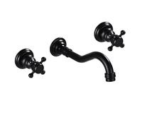 TYMYW Robinet Salle de Bain Encastré Rotatif Robinet Lavabo À Double Poignée Mitigeur en Laiton,Noir