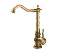 TYMYW Robinet Salle de Bain Laiton Antique Pivotant Mitigeur Haut Salle de Bain pour Vasque À Poser Poignée Unique Trou Unique