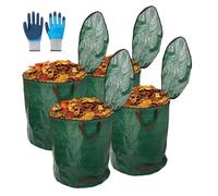 TYNJKJDM Sac Jardin Dechets Verts 2X 500L,Pliables et réutilisables,étanche Grande Sacs avec Poignées et Couvercle pour Mauvaises Herbes Feuilles et Rangement(4pcs with Cover,67x76cm)