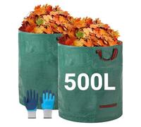 TYNJKJDM Sac Jardin Dechets Verts 2X 500L,Pliables et réutilisables,étanche Grande Sacs avec Poignées et Couvercle pour Mauvaises Herbes Feuilles et Rangement(2pcs Without Cover,80x100cm)