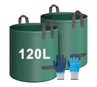 TYNJKJDM Sac Jardin Dechets Verts 2X 500L,Pliables et réutilisables,étanche Grande Sacs avec Poignées et Couvercle pour Mauvaises Herbes Feuilles et Rangement(2pcs Without Cover,45x76cm)