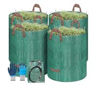TYNJKJDM Sac Jardin Dechets Verts 2X 500L,Pliables et réutilisables,étanche Grande Sacs avec Poignées et Couvercle pour Mauvaises Herbes Feuilles et Rangement(4pcs Without Cover,80x100cm)