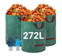 TYNJKJDM Sac Jardin Dechets Verts 2X 500L,Pliables et réutilisables,étanche Grande Sacs avec Poignées et Couvercle pour Mauvaises Herbes Feuilles et Rangement(3pcs Without Cover,67x76cm)