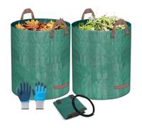 TYNJKJDM Sacs À Déchets De Jardin Robustes, 2x500L Sac à Déchets Verts de Jardin Réutilisable avec Poignée-Résistant pour Végétaux,Feuilles,Pelouse Coupée(Without Cover,67x76cm)