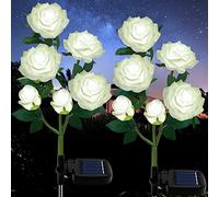 TYNLED Lampes solaires d'extérieur sur piquet à DEL améliorées avec 6 fleurs de rose, lampes solaires décoratives étanches pour patio, allée, cour, jardin, pelouse