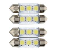 Tynmoel 4X C5W 3 LED SMD 5050 36mm Plaque Xenon Blanc Ampoule Navette Festons Dome Plafonnier Voiture
