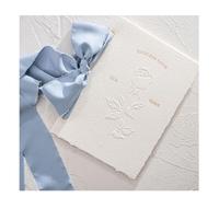 TYNXK 1pc Ensemble de cartes de vœux de mariage Concave et convexe Design Invitation Livret-cadeau Cartes «Nos vœux» avec rubans(Blue)
