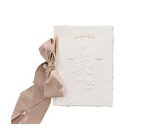 TYNXK 1pc Ensemble de cartes de vœux de mariage Concave et convexe Design Invitation Livret-cadeau Cartes «Nos vœux» avec rubans(Light Coffee)