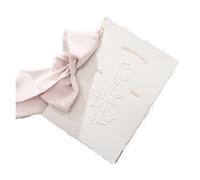 TYNXK 1pc Ensemble de cartes de vœux de mariage Concave et convexe Design Invitation Livret-cadeau Cartes «Nos vœux» avec rubans(Pink)