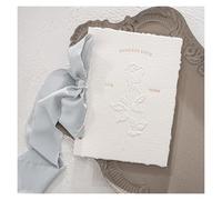 TYNXK 1pc Ensemble de cartes de vœux de mariage Concave et convexe Design Invitation Livret-cadeau Cartes «Nos vœux» avec rubans(Blue Grey)