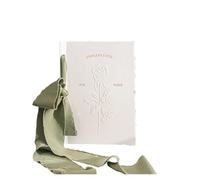 TYNXK 1pc Ensemble de cartes de vœux de mariage Concave et convexe Design Invitation Livret-cadeau Cartes «Nos vœux» avec rubans(Green)