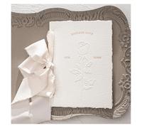 TYNXK 1pc Ensemble de cartes de vœux de mariage Concave et convexe Design Invitation Livret-cadeau Cartes «Nos vœux» avec rubans(White)