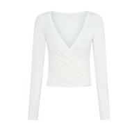 TYNXK Chemisier Cache-cœur for Femme, Haut de Sport, de Pilates, d'entraînement, de Ballet, à Nouer soi-même, Manches Longues, croisé, Sexy, col en V Profond, for Le Yoga et Le Sport(White,S)