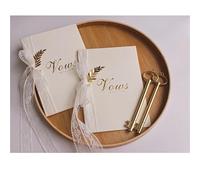 TYNXK Lot de 2 cartes vœux faites à la main en dentelle blanche for marié et mariée, garantie discours, livre mariage bronzé