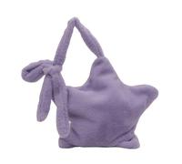 TYNXK Sac Fourre-Tout En Peluche Sac à main for femme, fourre-tout moelleux, grande capacité, couleur unie, bandoulière, collection automne-hiver(Purple)