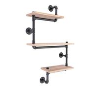TyochiAki Étagère murale industrielle en bois à 3 couches - Étagère tubulaire vintage - 30 à 50 kg - Étagère suspendue rustique pour la maison, le bureau, le bar