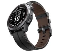 Tyogeephy Bracelet en Cuir Véritable pour Garmin Fenix 5 Plus, 6, 7, 8 - 22mm & 26mm QuickFit, Artisanal Premium en Noir/Marron
