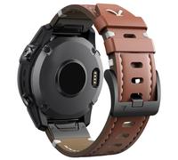 Tyogeephy Bracelet en Cuir Véritable pour Garmin Fenix 5 Plus, 6, 7, 8 - 22mm & 26mm QuickFit, Artisanal Premium en Noir/Marron