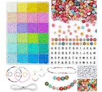 tyokas 12200 perles pour bracelet Ensemble de Bracelets à DIY Perles de Lettres Colorées en or D'amitié Enfants avec Ficelle pour Fabriquer des Bracelets, des Colliers