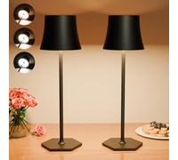 Tyonto Lampe Table LED Rechargeable Sans Fil,Réglage Tactile Batterie 5000mAh,Chargement USB,IP54 Étanche,Peut Poser Bureau,Chevet,Chambre,Extérieur (2 pièces, noir)