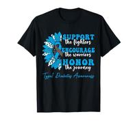 Type 1 Diabetes Support Warriors Sunflower T1d Ruban Bleu T-Shirt