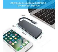 Type 7 en 1 - Ordinateur portable Dock C Type externe - Convertisseur multifonction Dock C 109 * 40mm