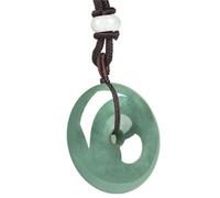 Type A Jadeite Natural Dark Green Ping An Kou Donut Pendant Necklace Feng Shui Peace Harmony Good Luck Protection Amulet