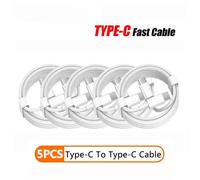 Type C à Type C PD câble de charge rapide pour téléphone 15 16 Huawei Xiaomi Samsung Type C câble de tissage accessoires ligne de données White 5PCS 1m