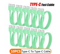 Type C à Type C PD câble de charge rapide pour téléphone 15 16 Huawei Xiaomi Samsung Type C câble de tissage accessoires ligne de données Green 10PCS 1m