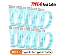 Type C à Type C PD câble de charge rapide pour téléphone 15 16 Huawei Xiaomi Samsung Type C câble de tissage accessoires ligne de données Blue 10PCS 1m