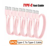 Type C à Type C PD câble de charge rapide pour téléphone 15 16 Huawei Xiaomi Samsung Type C câble de tissage accessoires ligne de données Pink 5PCS 1m